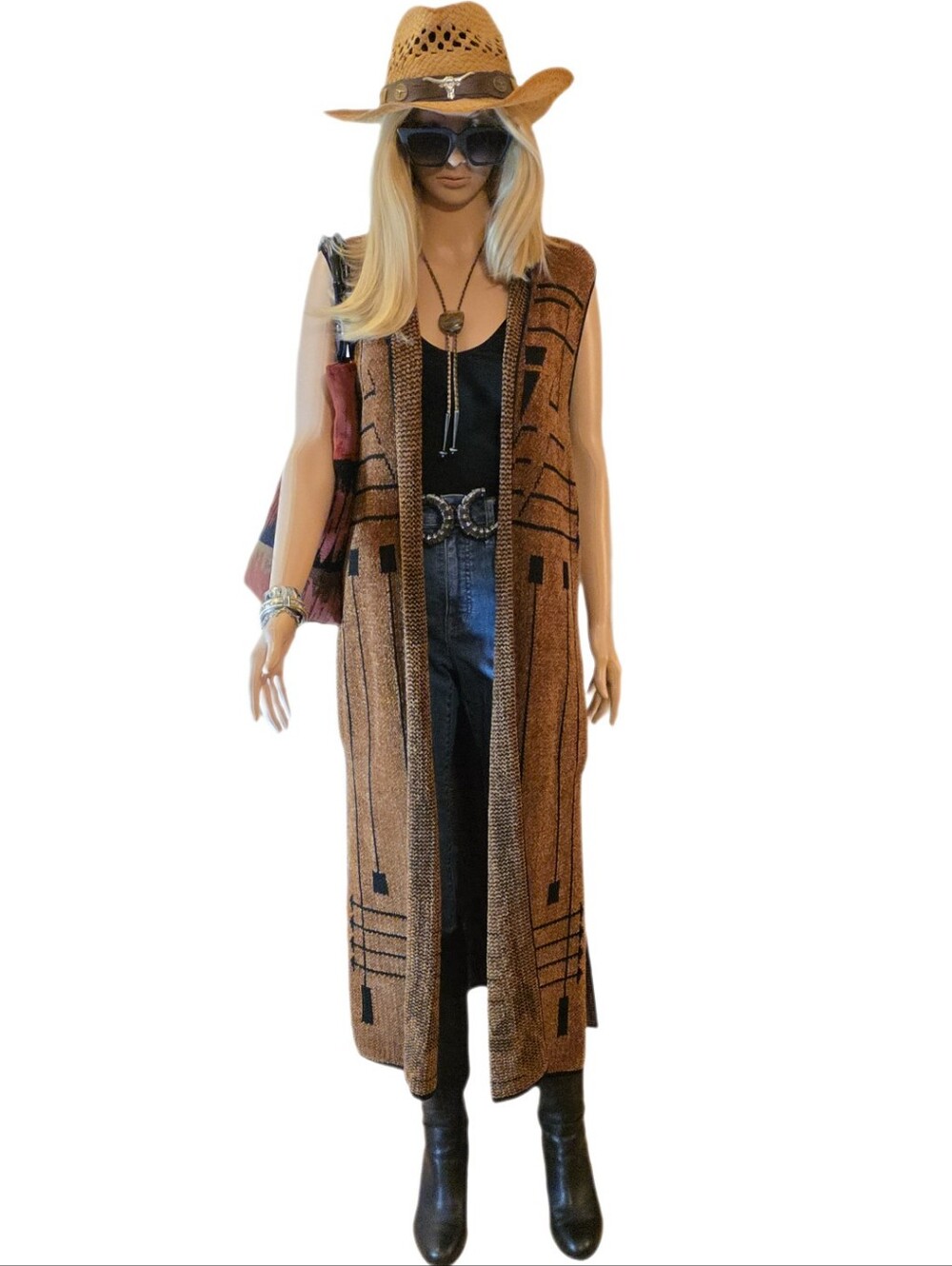 Michele Laidier Cave Creek Arizona Southwestern Boho Sweater Duster Vest